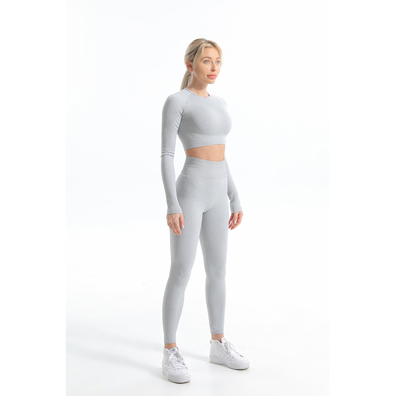 seamless longsleeve crop top and legging set