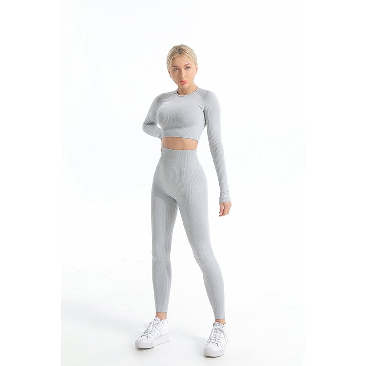 seamless longsleeve crop top and leggings sets