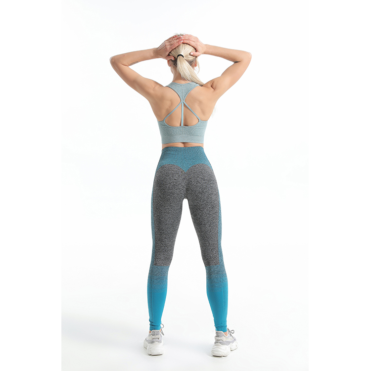 Seamless Marl sports bra and leggings sets back 