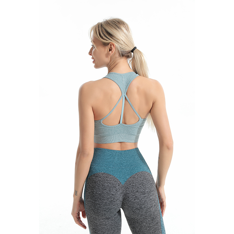 Seamless Marl sports bra and leggings sets bra back 