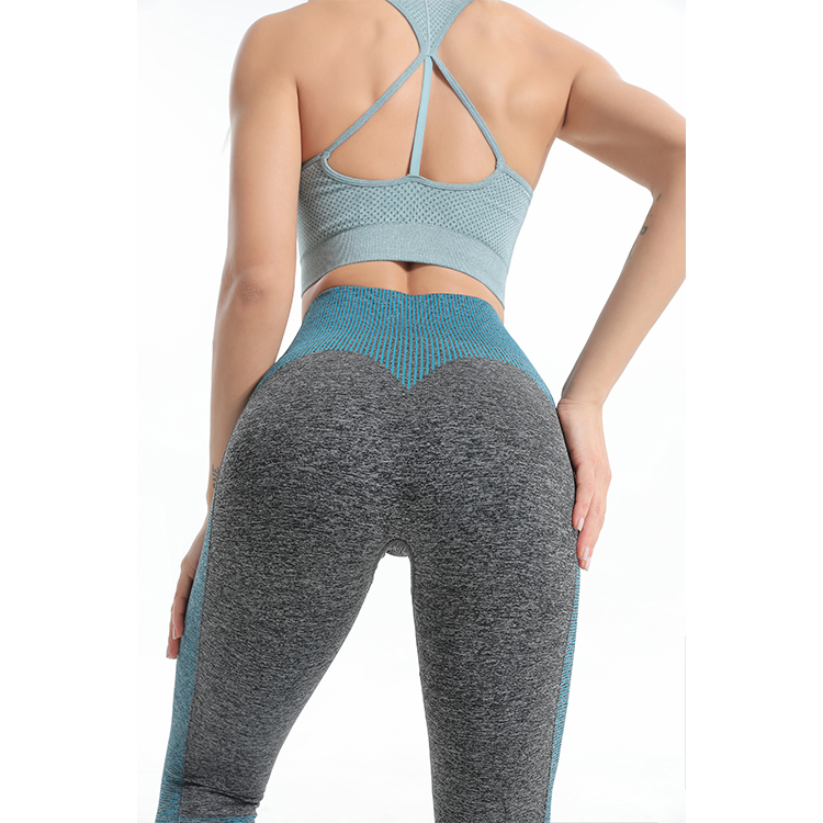 Seamless Marl sports bra and leggings sets bras back 