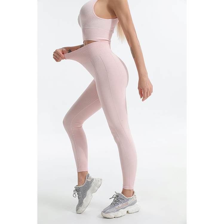 Seamless bra top and leggings fitness set legging side 