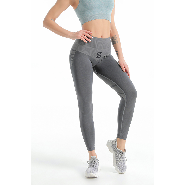 Seamless marl sports bra and logo jacquard leggings fitness sets leggings 