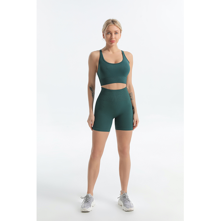 Seamless sports bra and bike shorts sets heavy fabric