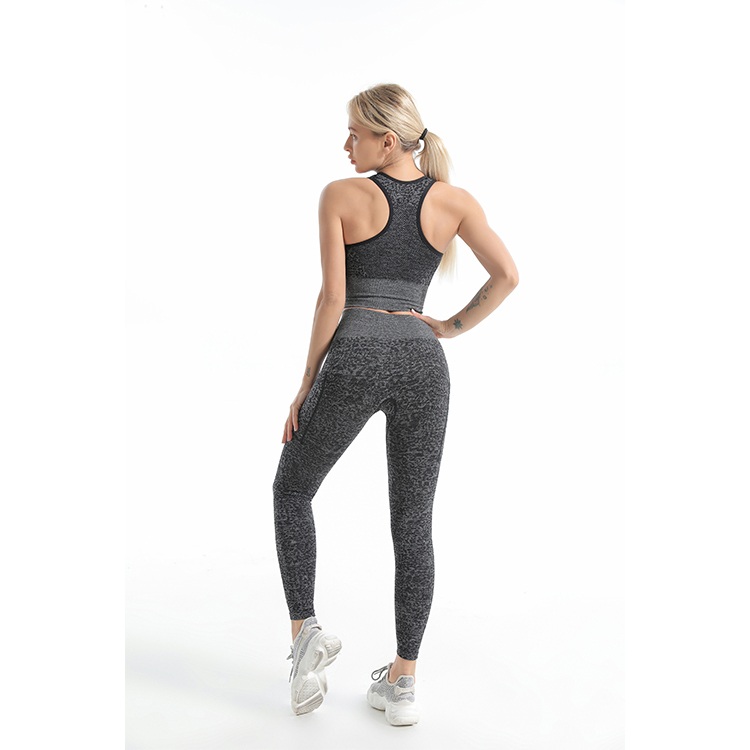 Seamless sports bra and leggings set back 