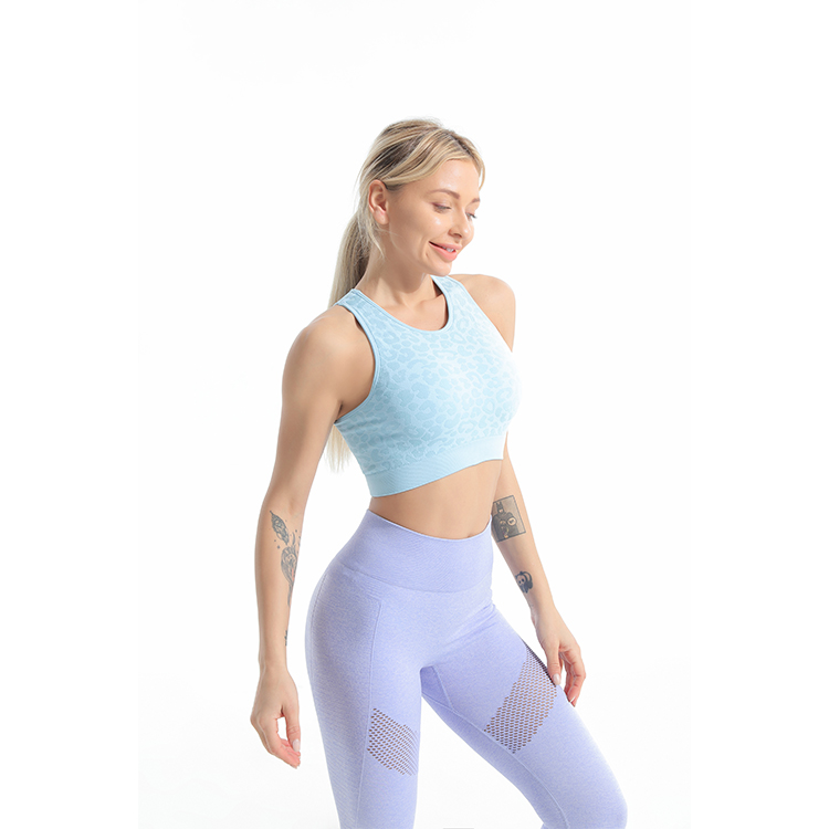 Seamless sports bra with jacquard and leggings sets bra 1 1