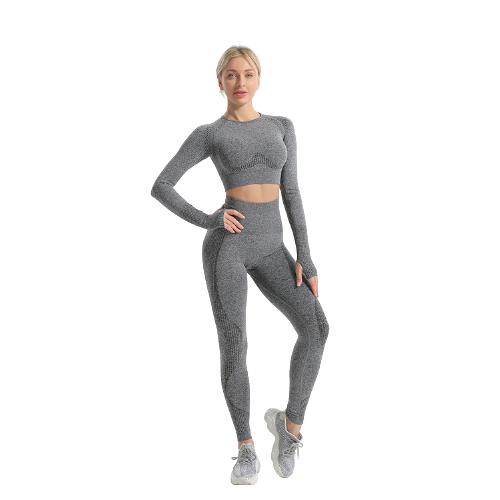 Seamless charcoal marl longsleeve top and leggings set  removebg preview